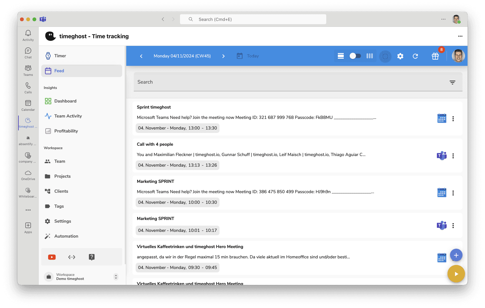 timeghost Time Tracking Screenshot